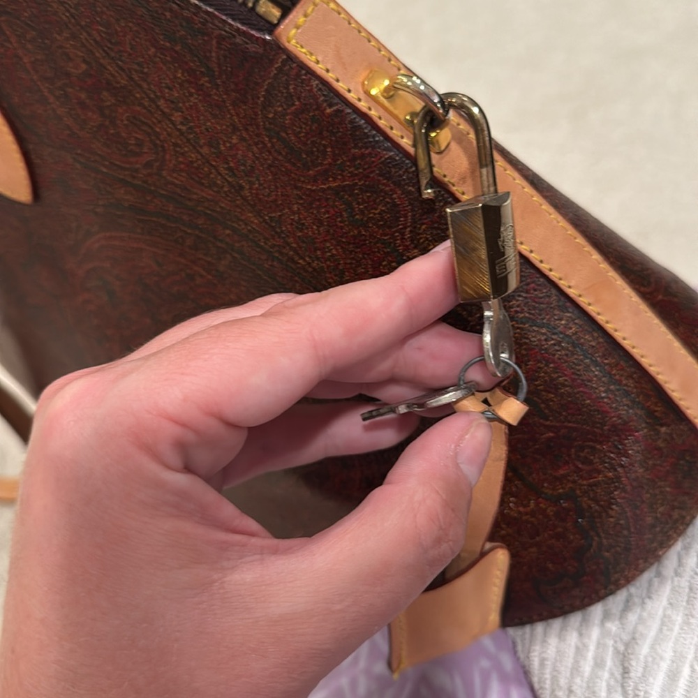 Etro Brown and Tan Dome Satchel with Gold Hardware - Picture 15 of 15